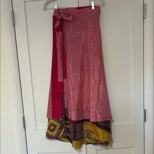 Elegant Red and Yellow Women's wrap Skirt